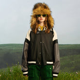 Unisex Jacket Loose Stitching Pu Baseball Jacket Short Motorcycle Jacket